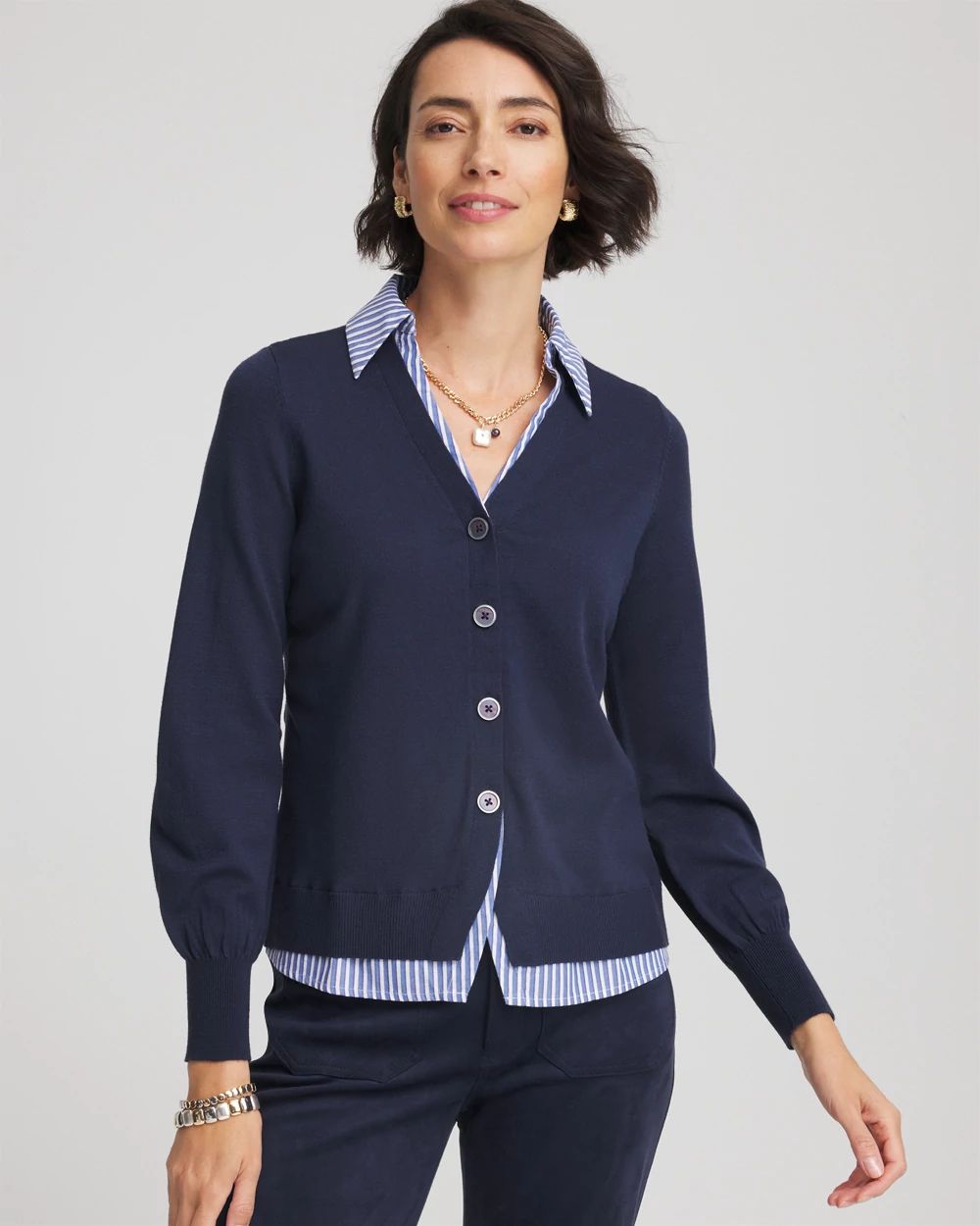 トップス Time is on NEW MIX COLLARED CARDIGAN トップス Time is on NEW MIX COLLARED CARDIGAN トップス Time is on